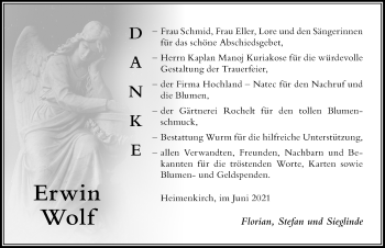 Traueranzeige von Erwin Wolf von Der Westallgäuer