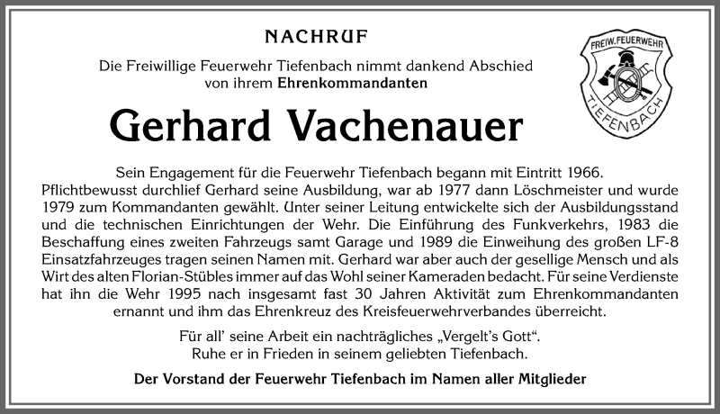  Traueranzeige für Gerhard Vachenauer vom 26.06.2021 aus Allgäuer Anzeigeblatt