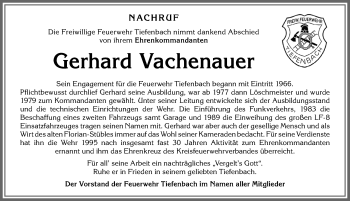 Traueranzeige von Gerhard Vachenauer von Allgäuer Anzeigeblatt