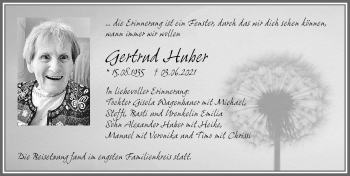 Traueranzeige von Gertrud Huber von Memminger Zeitung