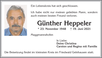 Traueranzeige von Günther Heppeler von Allgäuer Zeitung,Kempten