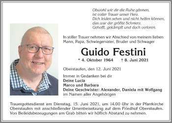 Traueranzeige von Guido Festini von Allgäuer Zeitung