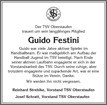 Traueranzeige von Guido Festini von Allgäuer Anzeigeblatt