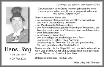 Traueranzeige von Hans Jörg von Allgäuer Zeitung,Kempten