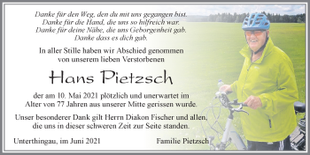 Traueranzeige von Hans Pietzsch von Allgäuer Zeitung, Marktoberdorf