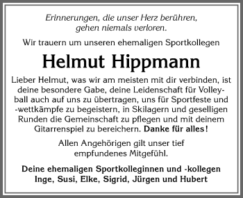 Traueranzeige von Helmut Hippmann von Allgäuer Zeitung, Kaufbeuren/Buchloe