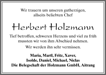 Traueranzeige von Herbert Holzmann von Allgäuer Zeitung, Marktoberdorf