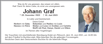 Traueranzeige von Johann Graf von Allgäuer Zeitung, Kaufbeuren/Buchloe