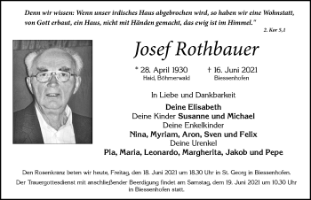 Traueranzeige von Josef Rothbauer von Allgäuer Zeitung, Marktoberdorf