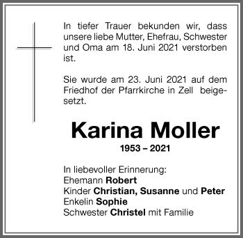 Traueranzeige von Karina Moller von Memminger Zeitung