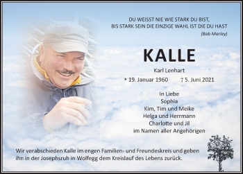 Traueranzeige von Karl Lenhart von Der Westallgäuer
