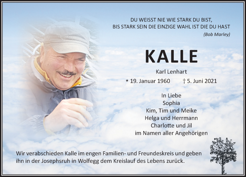  Traueranzeige für Karl Lenhart vom 09.06.2021 aus Der Westallgäuer