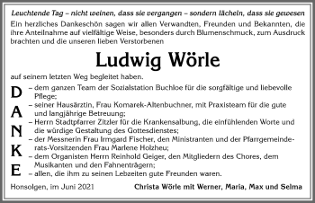 Traueranzeige von Ludwig Wörle von Allgäuer Zeitung, Kaufbeuren/Buchloe