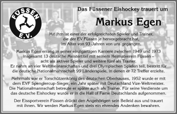 Traueranzeige von Markus Egen von Allgäuer Zeitung, Füssen