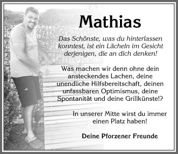 Traueranzeige von Mathias Pfendt von Allgäuer Zeitung, Kaufbeuren/Buchloe