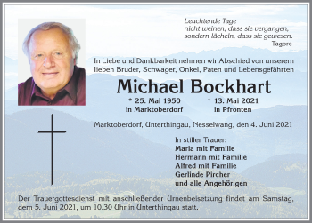 Traueranzeige von Michael Bockhart von Allgäuer Zeitung, Marktoberdorf