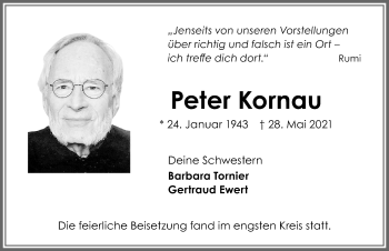 Traueranzeige von Peter Kornau von Allgäuer Zeitung, Kaufbeuren/Buchloe