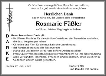 Traueranzeige von Rosmarie Fäßler von Allgäuer Anzeigeblatt