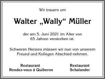 Traueranzeige von Walter Müller von Allgäuer Zeitung,Kempten