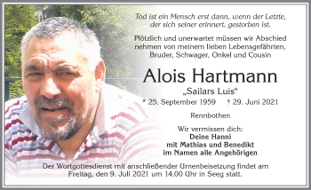 Traueranzeige von Alois Hartmann von Allgäuer Zeitung, Füssen