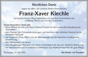 Traueranzeige von Franz-Xaver Kiechle von Allgäuer Zeitung, Marktoberdorf