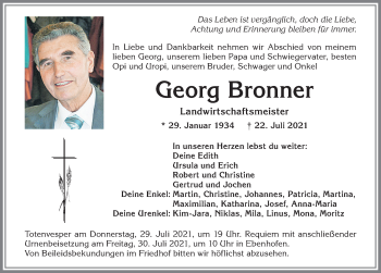 Traueranzeige von Georg Bronner von Allgäuer Zeitung, Marktoberdorf