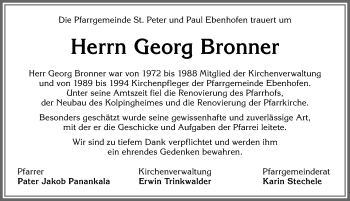 Traueranzeige von Georg Bronner von Allgäuer Zeitung, Marktoberdorf