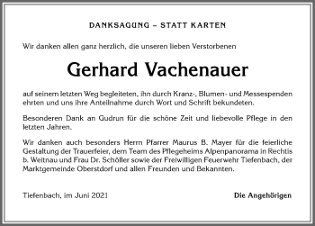 Traueranzeige von Gerhard Vachenauer von Allgäuer Zeitung