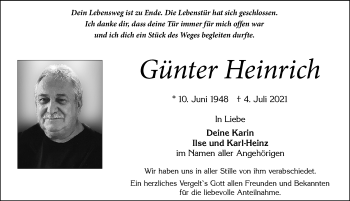 Traueranzeige von Günter Heinrich von Allgäuer Zeitung, Füssen