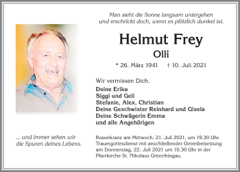 Traueranzeige von Helmut Frey von Allgäuer Zeitung, Marktoberdorf