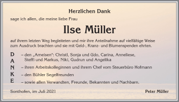 Traueranzeige von Ilse Müller von Allgäuer Anzeigeblatt