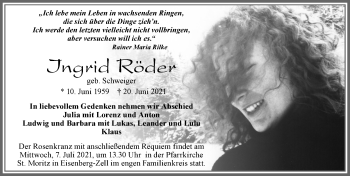 Traueranzeige von Ingrid Röder von Allgäuer Zeitung, Füssen