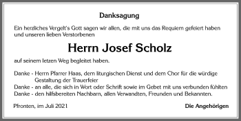 Traueranzeige von Josef Scholz von Allgäuer Zeitung, Füssen