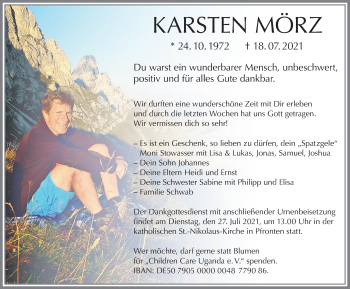 Traueranzeige von Karsten Mörz von Allgäuer Zeitung, Füssen