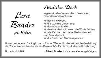 Traueranzeige von Lore Brader von Memminger Zeitung