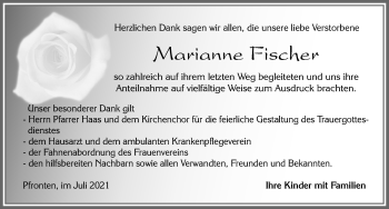 Traueranzeige von Marianne Fischer von Allgäuer Zeitung, Füssen