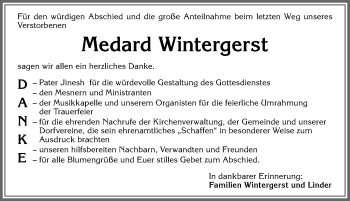 Traueranzeige von Medard Wintergerst von Allgäuer Zeitung