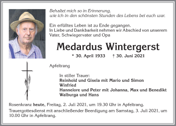 Traueranzeige von Medardus Wintergerst von Allgäuer Zeitung