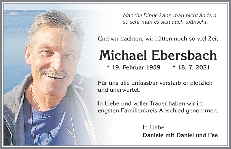  Traueranzeige für Michael Ebersbach vom 31.07.2021 aus Allgäuer Zeitung,Kempten