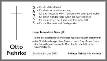 Traueranzeige von Otto Nehrke von Allgäuer Zeitung, Kaufbeuren/Buchloe