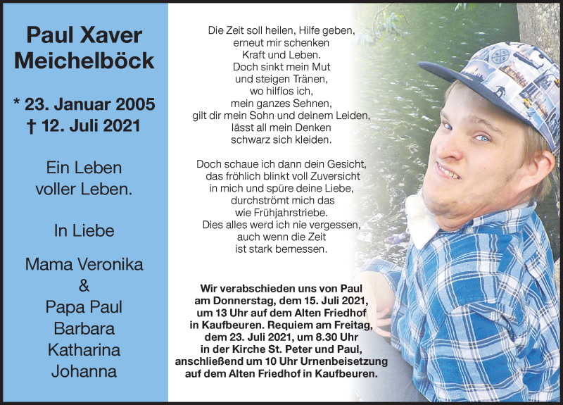  Traueranzeige für Paul Xaver Meichelböck vom 14.07.2021 aus Allgäuer Zeitung, Kaufbeuren/Buchloe