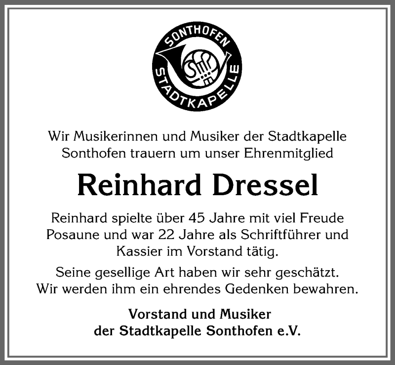  Traueranzeige für Reinhard Dressel vom 29.07.2021 aus Allgäuer Anzeigeblatt