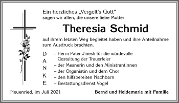 Traueranzeige von Theresia Schmid von Allgäuer Zeitung, Marktoberdorf