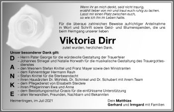 Traueranzeige von Viktoria Dirr von Memminger Zeitung