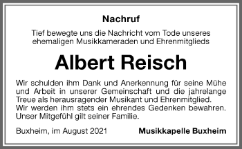 Traueranzeige von Albert Reisch von Memminger Zeitung