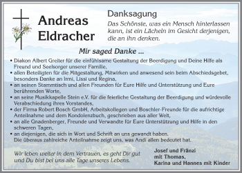 Traueranzeige von Andreas Eldracher von Allgäuer Anzeigeblatt