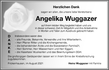 Traueranzeige von Angelika Wuggazer von Allgäuer Zeitung