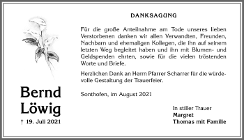 Traueranzeige von Bernd Löwig von Allgäuer Anzeigeblatt