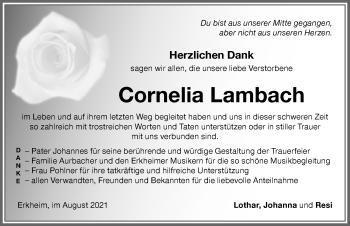 Traueranzeige von Cornelia Lambach von Memminger Zeitung