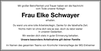 Traueranzeige von Elke Schwayer von Memminger Zeitung